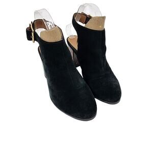 Vionic Black Animal Print Block Heel Lacey Ankle Strap Bootie Shoes Size 7